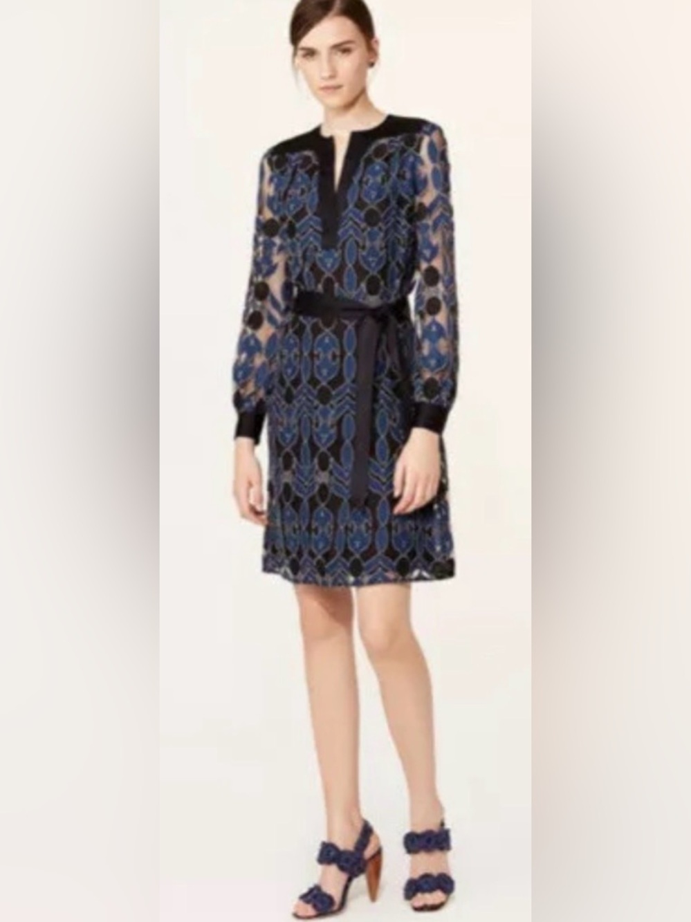 Tory Burch Harbor Graphic Tribal Lace Dress Size Small